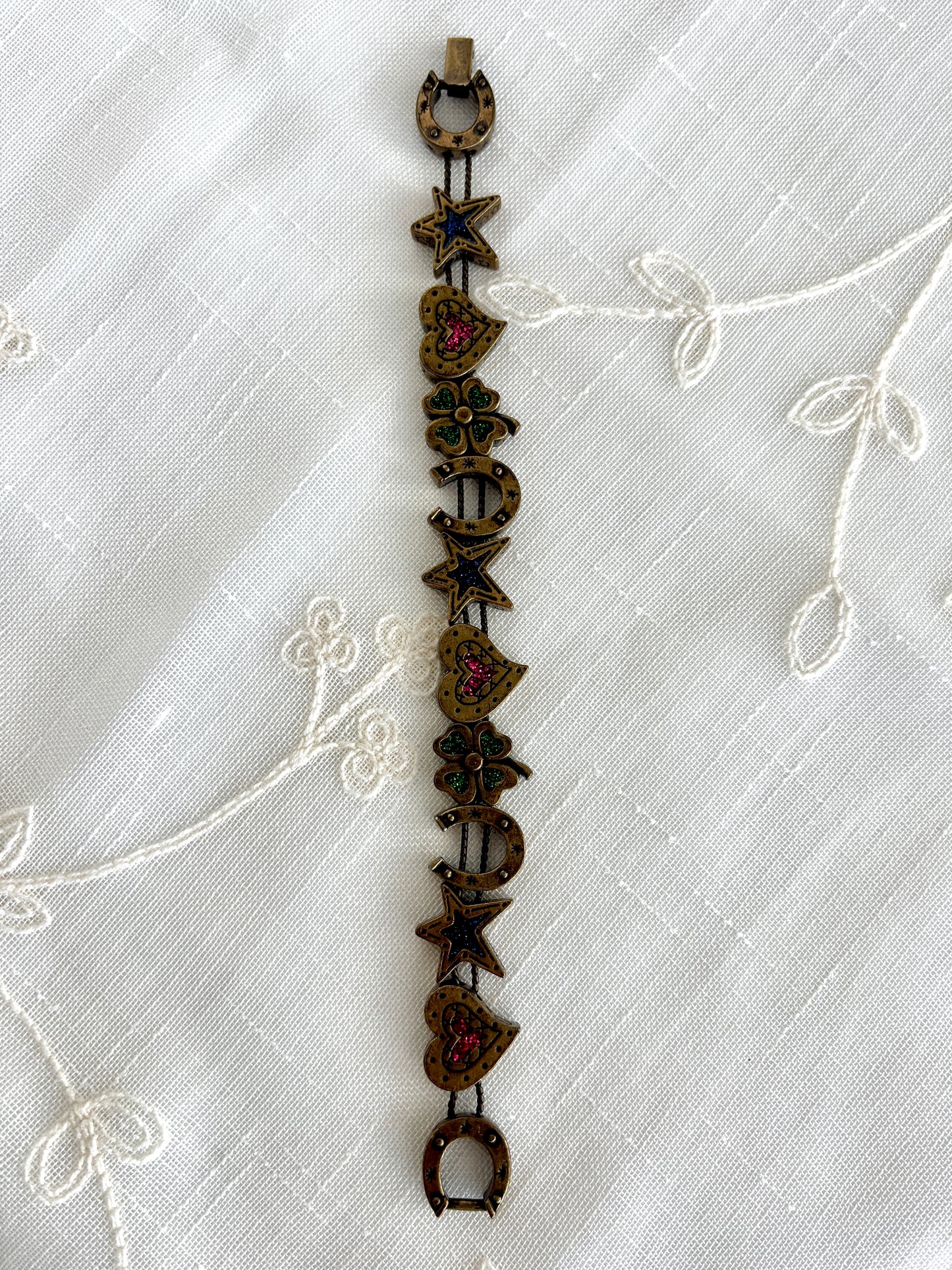 Avon Glitter Enamel Lucky Charm Slider Bracelet