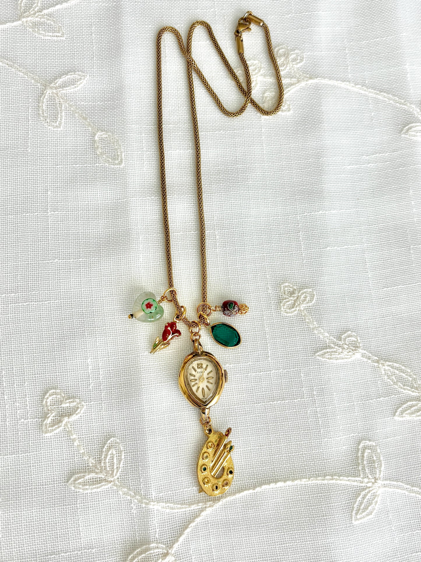 Gold Elgin - Watch Charm Necklace