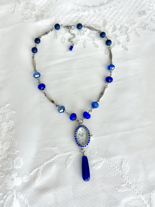 “Drops of Cobalt” Watch Necklace