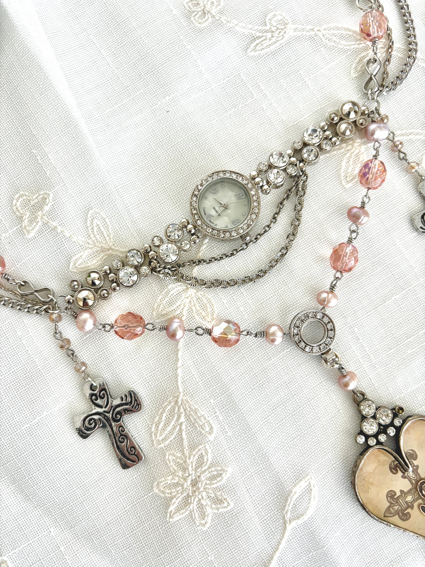 "Rise N' Rhinestone" Watch Necklace