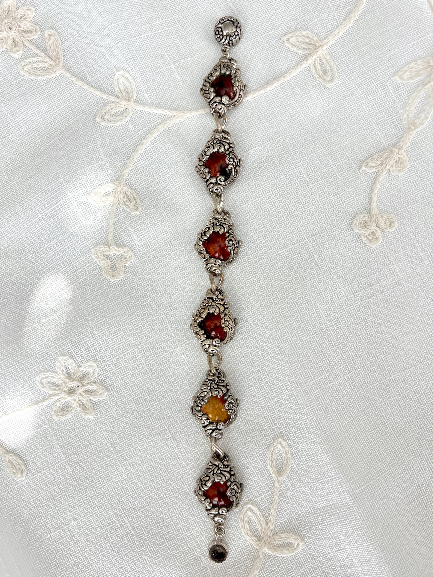 Ornate Faux Amber Magentic Clasp Bracelet
