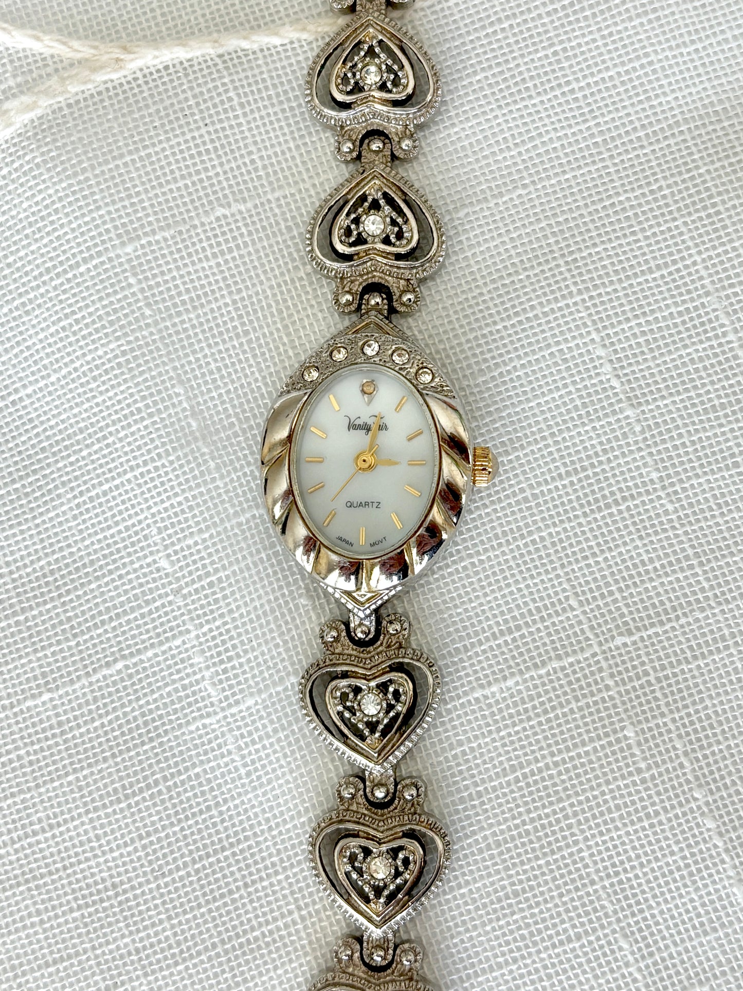 Vanity Fair Rhinestone Heart Shaped Band Watch