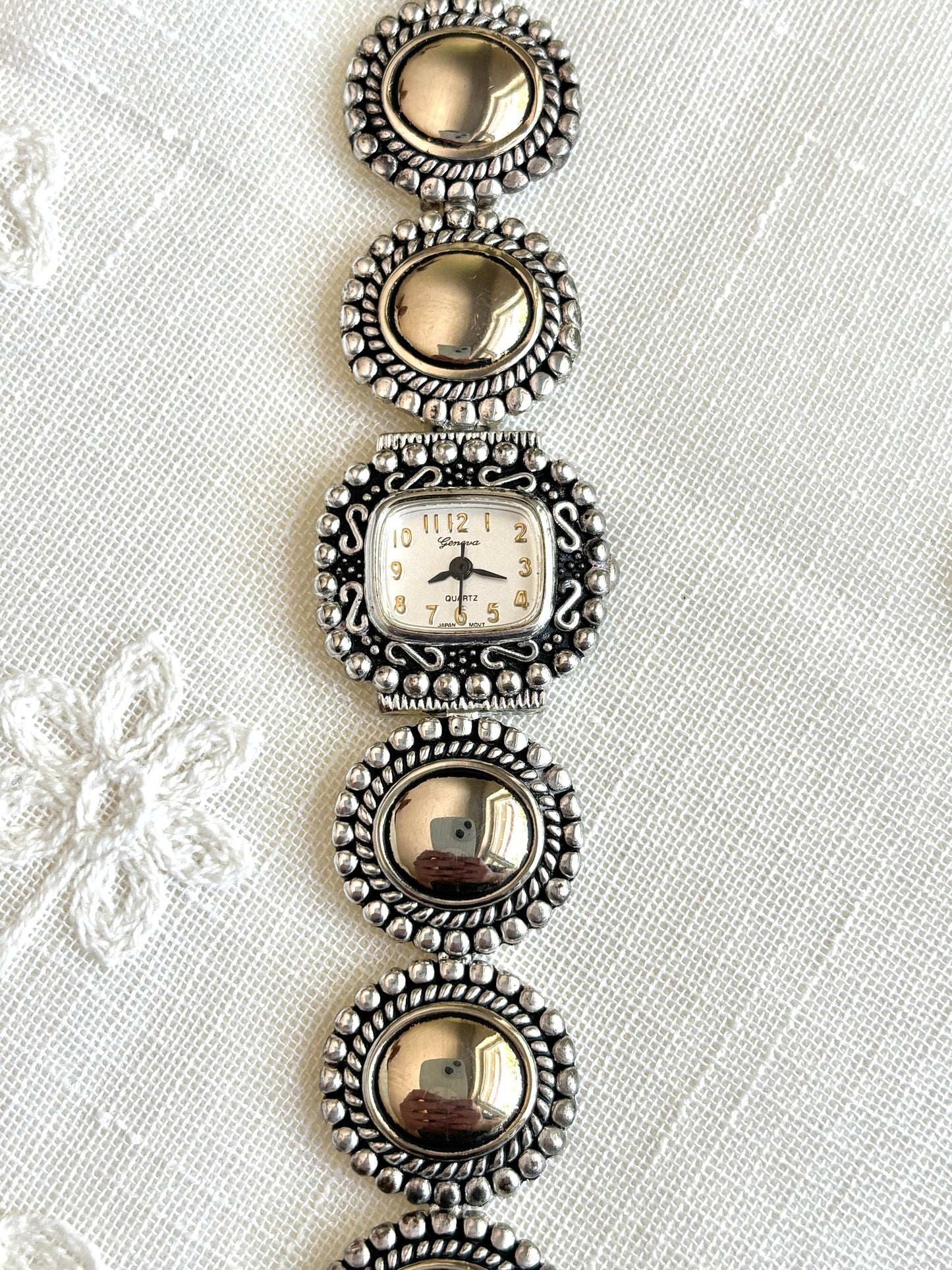 Geneva Dual Tone Oval Watch Bracelet