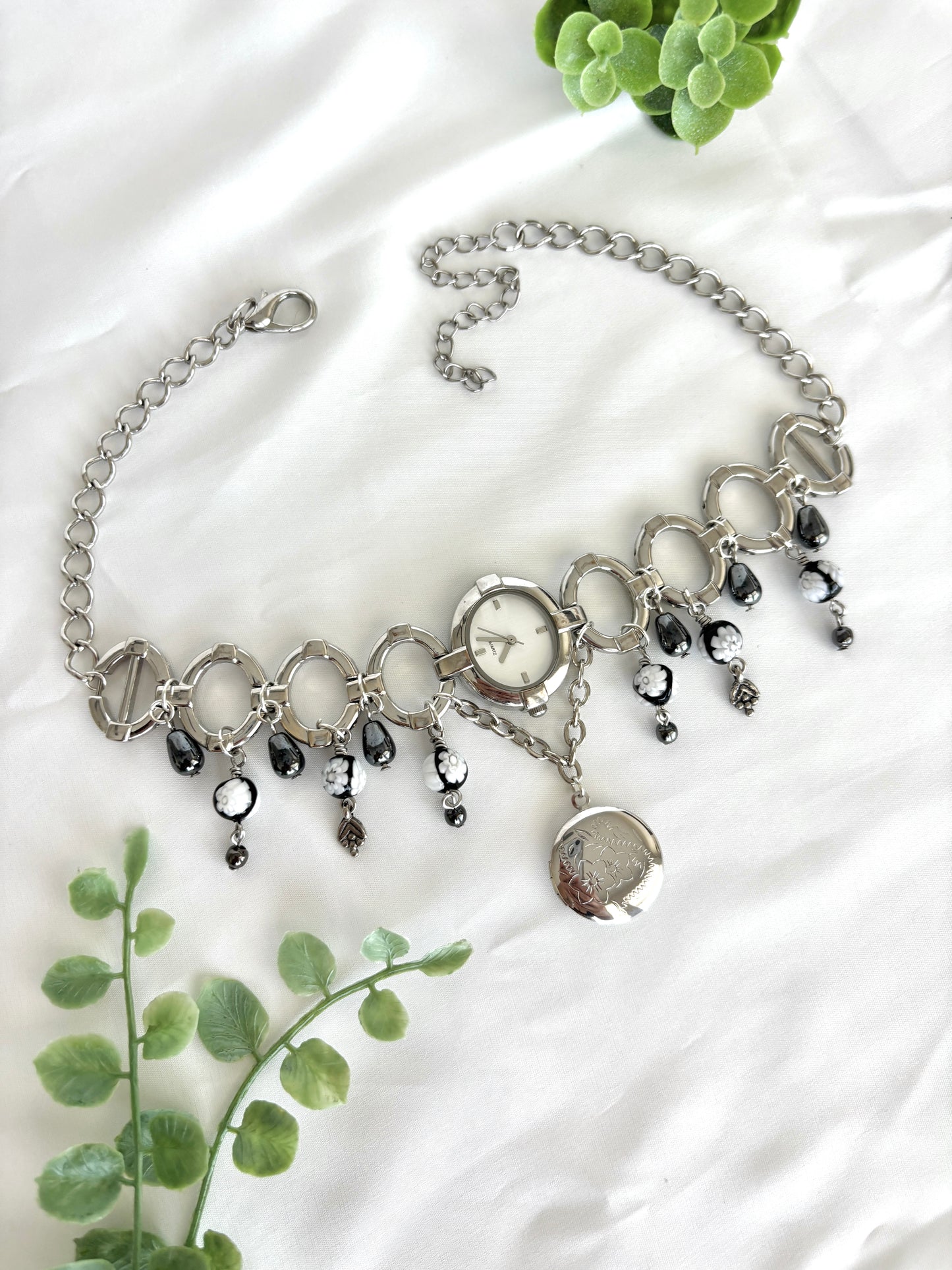 “Hanging By A Petal” Watch Locket Necklace