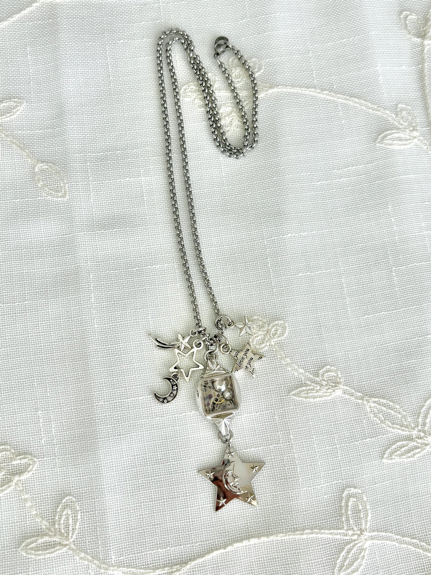 Silver Bulova - Watch Charm Necklace