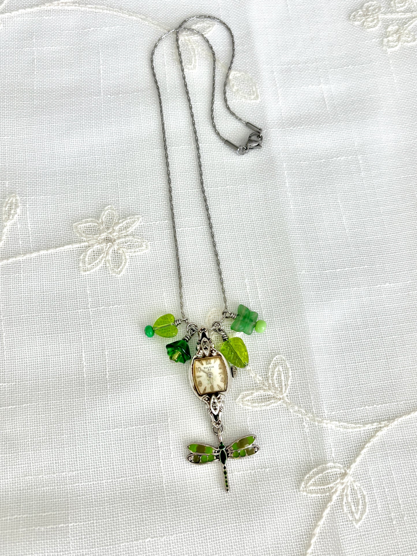 Silver Bulova - Watch Charm Necklace
