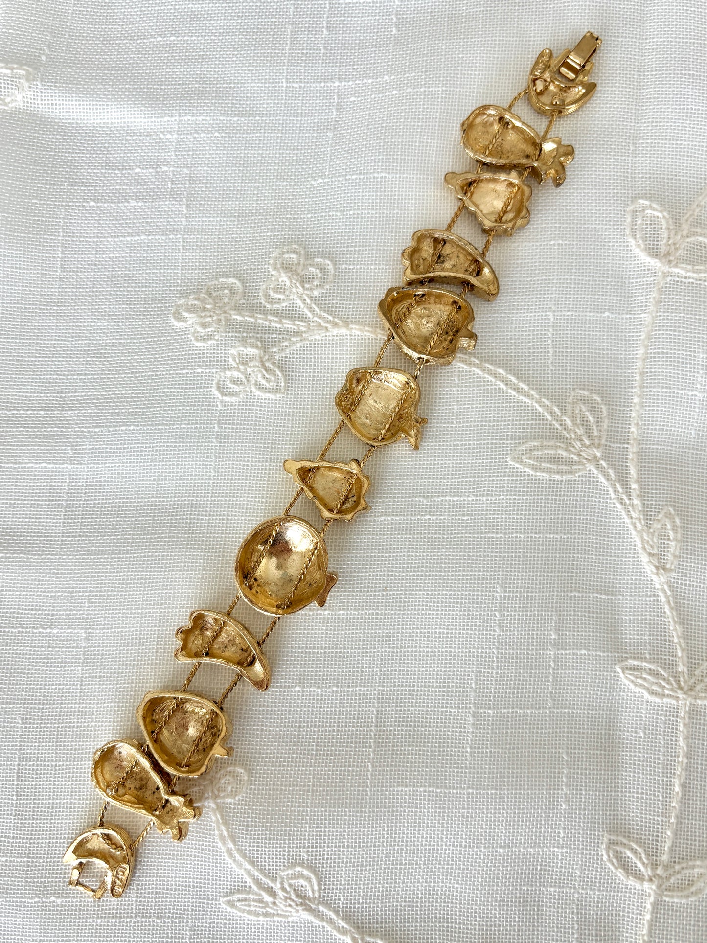 1995 TOFA Fresh Fruit Gold Tone Slider Bracelet