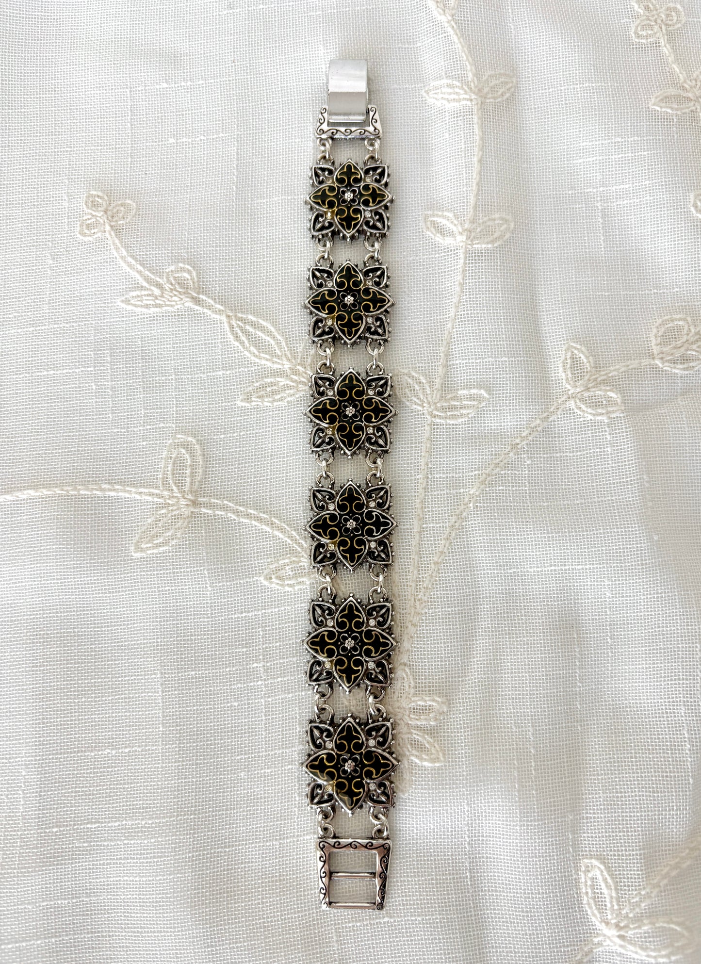 Brighton Black Enamel Star Link Bracelet