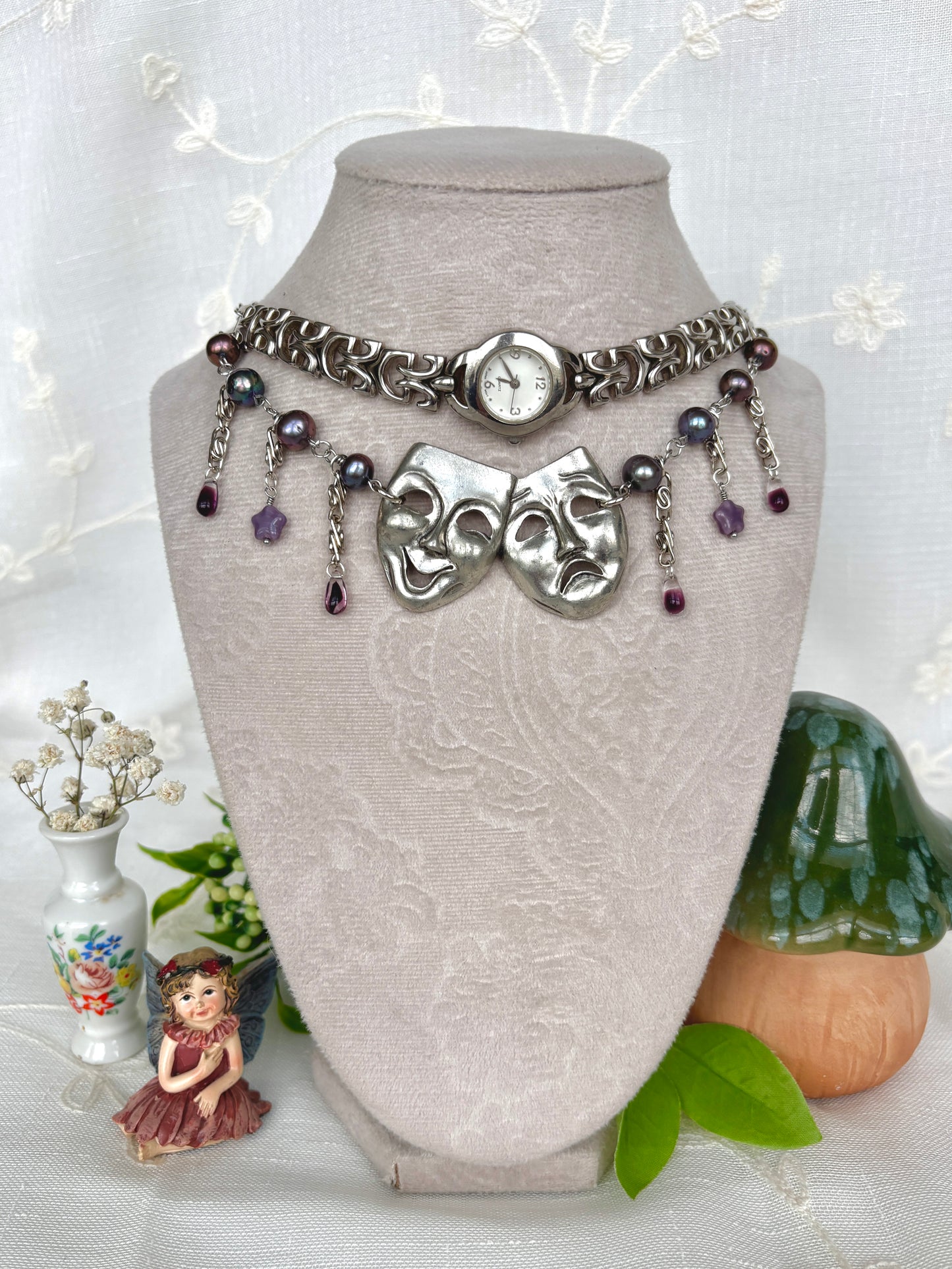 "So The Drama" Watch Brooch Necklace