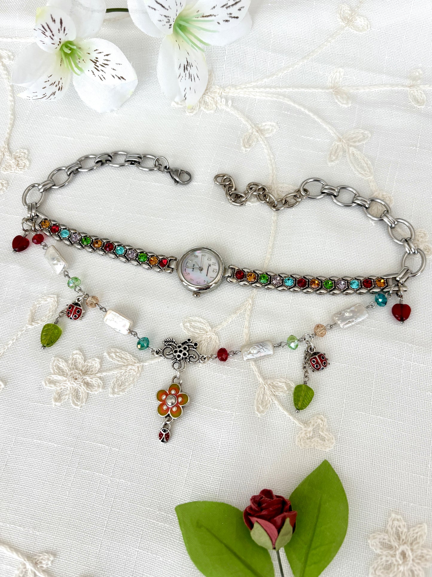 "Technicolor Summer" Watch Necklace