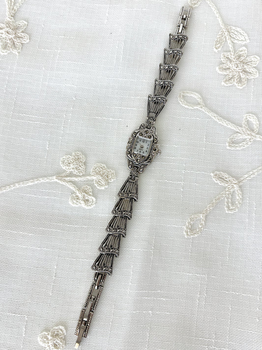 Marcasite Shell-Motif Band Quartz Watch