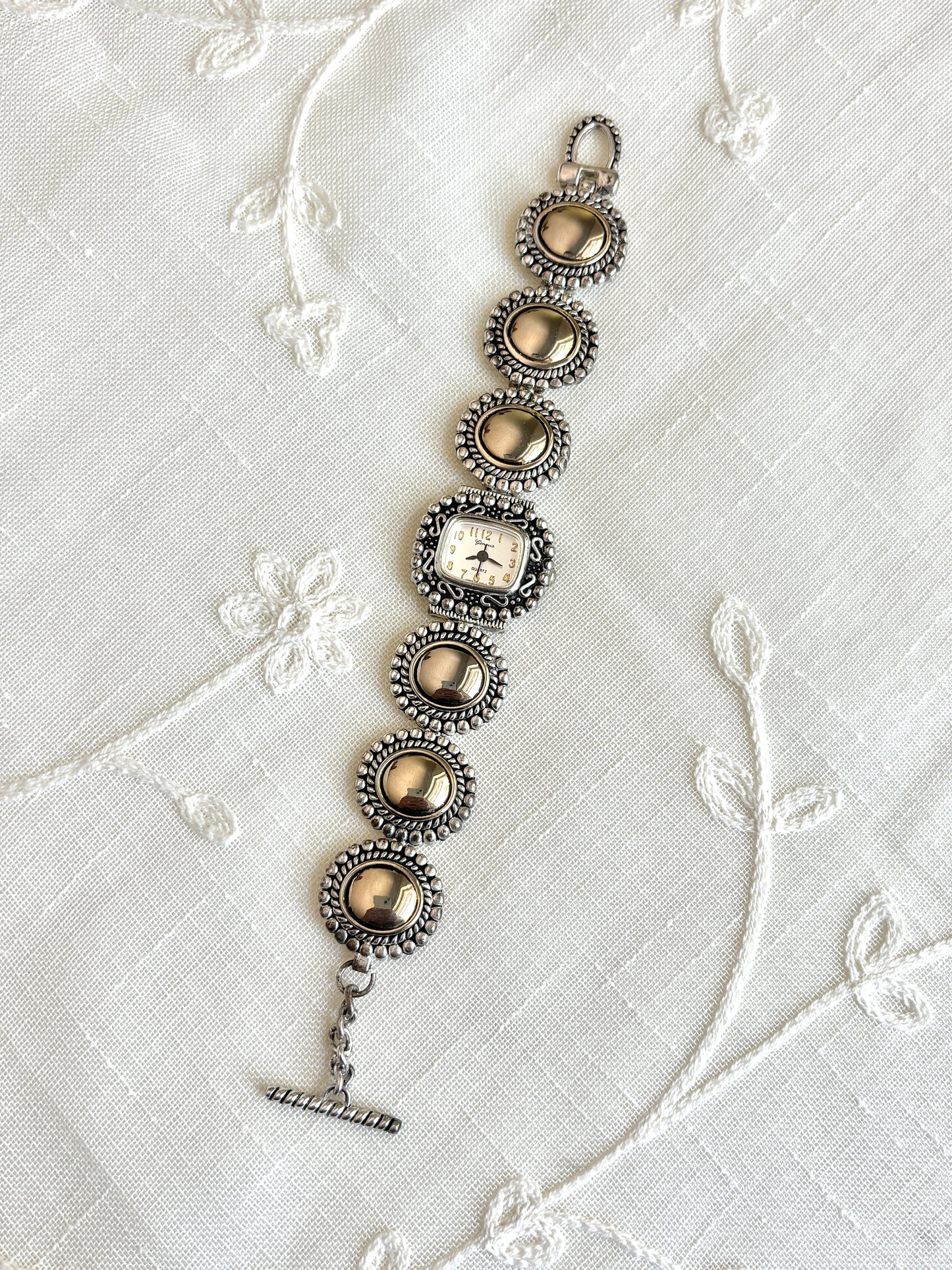 Geneva Dual Tone Oval Watch Bracelet