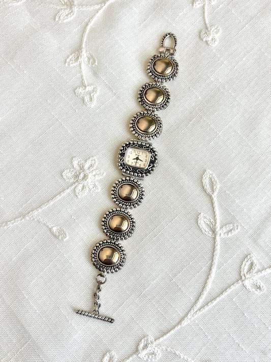 Geneva Dual Tone Oval Watch Bracelet