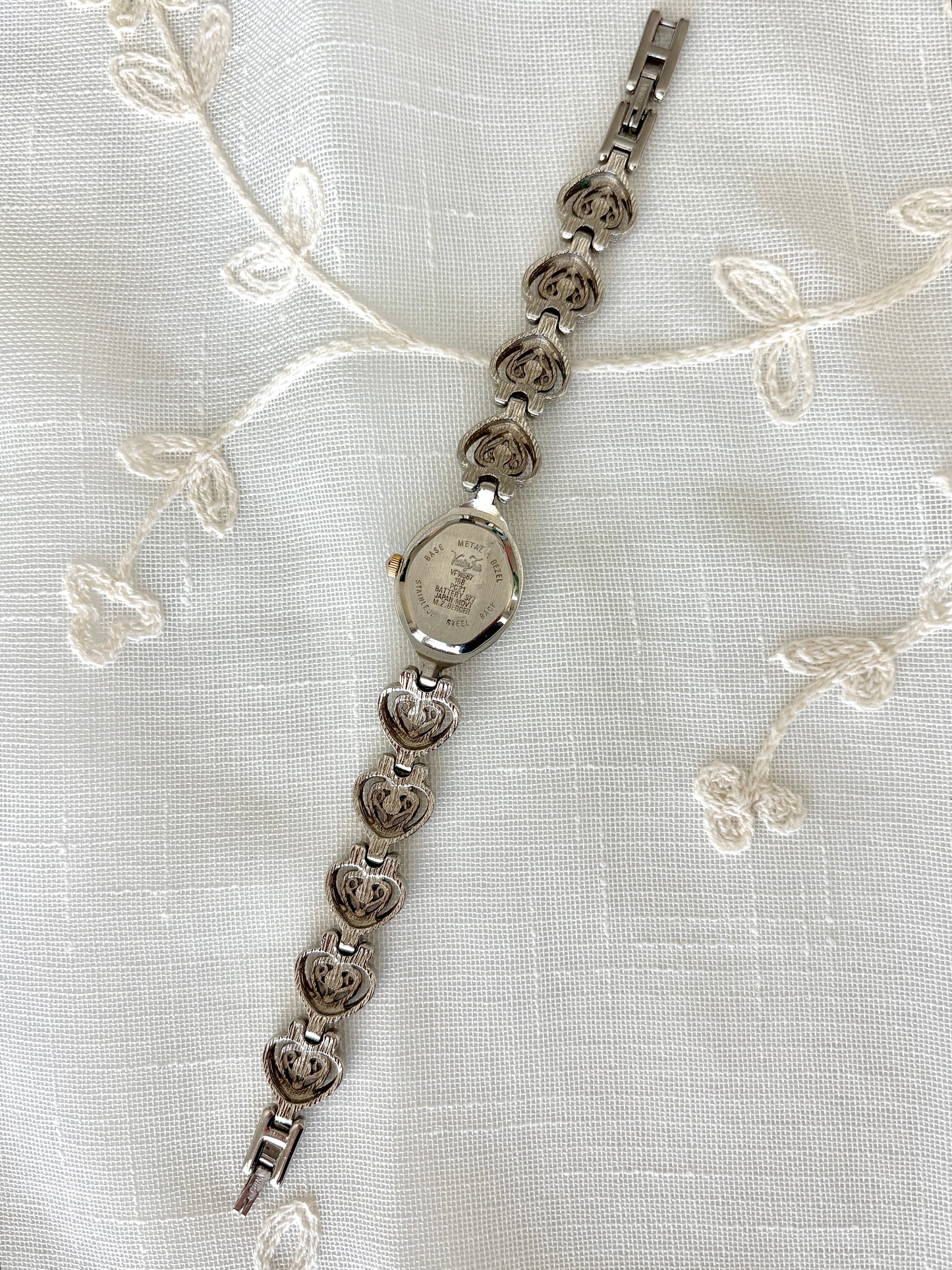 Vanity Fair Rhinestone Heart Shaped Band Watch