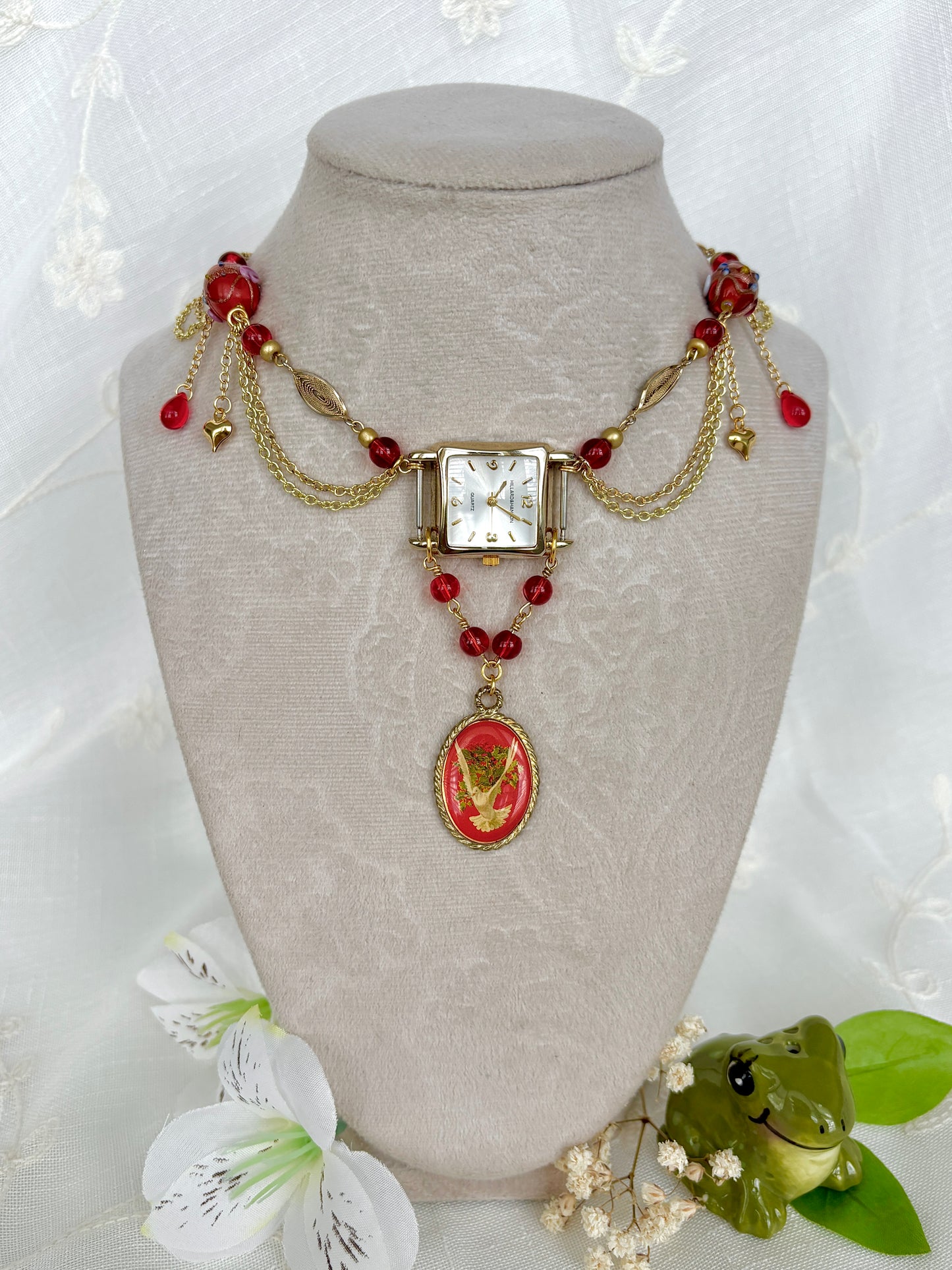 "One In Vermillion" Watch Necklace