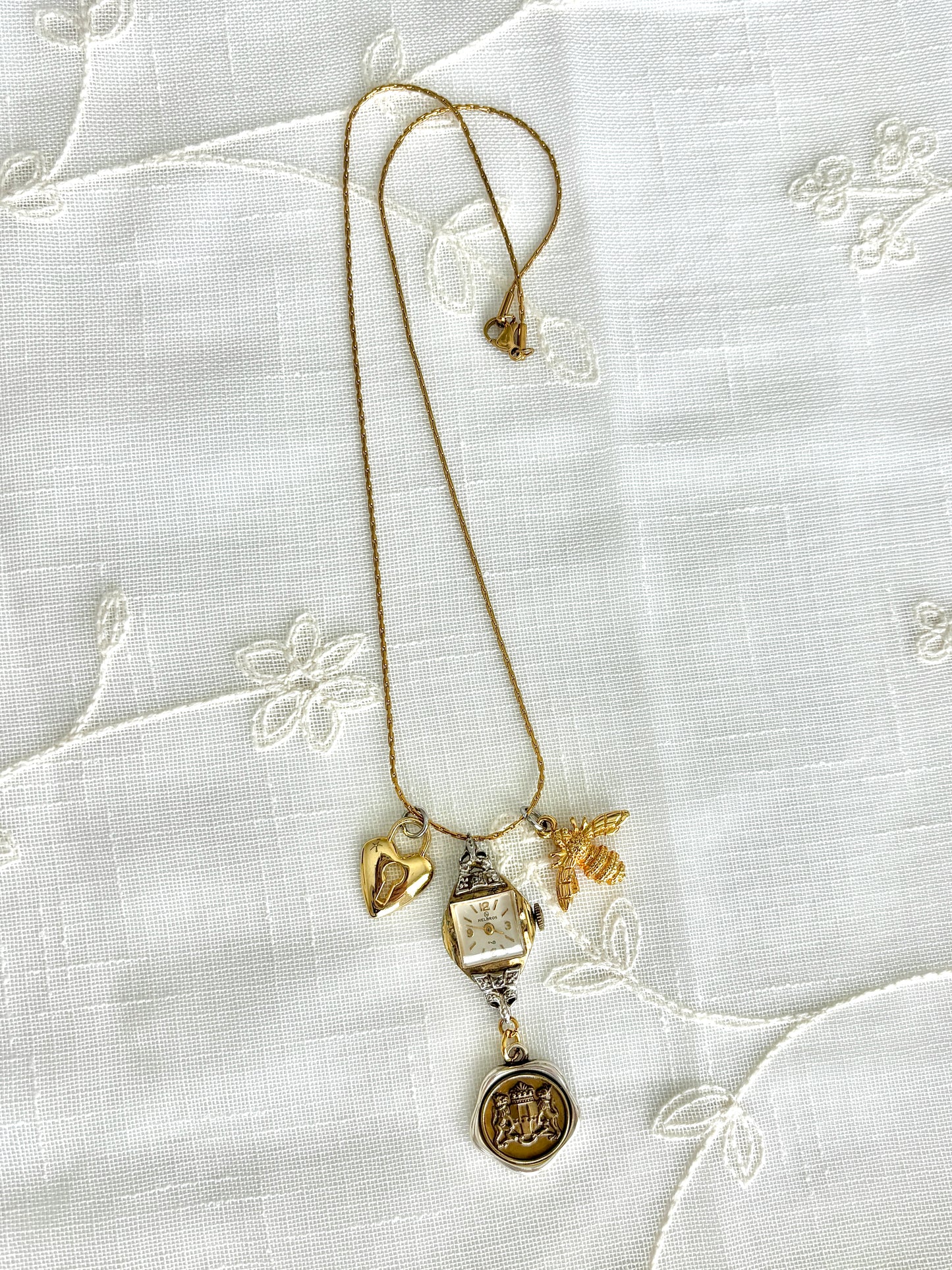 Gold Helbros - Watch Charm Necklace