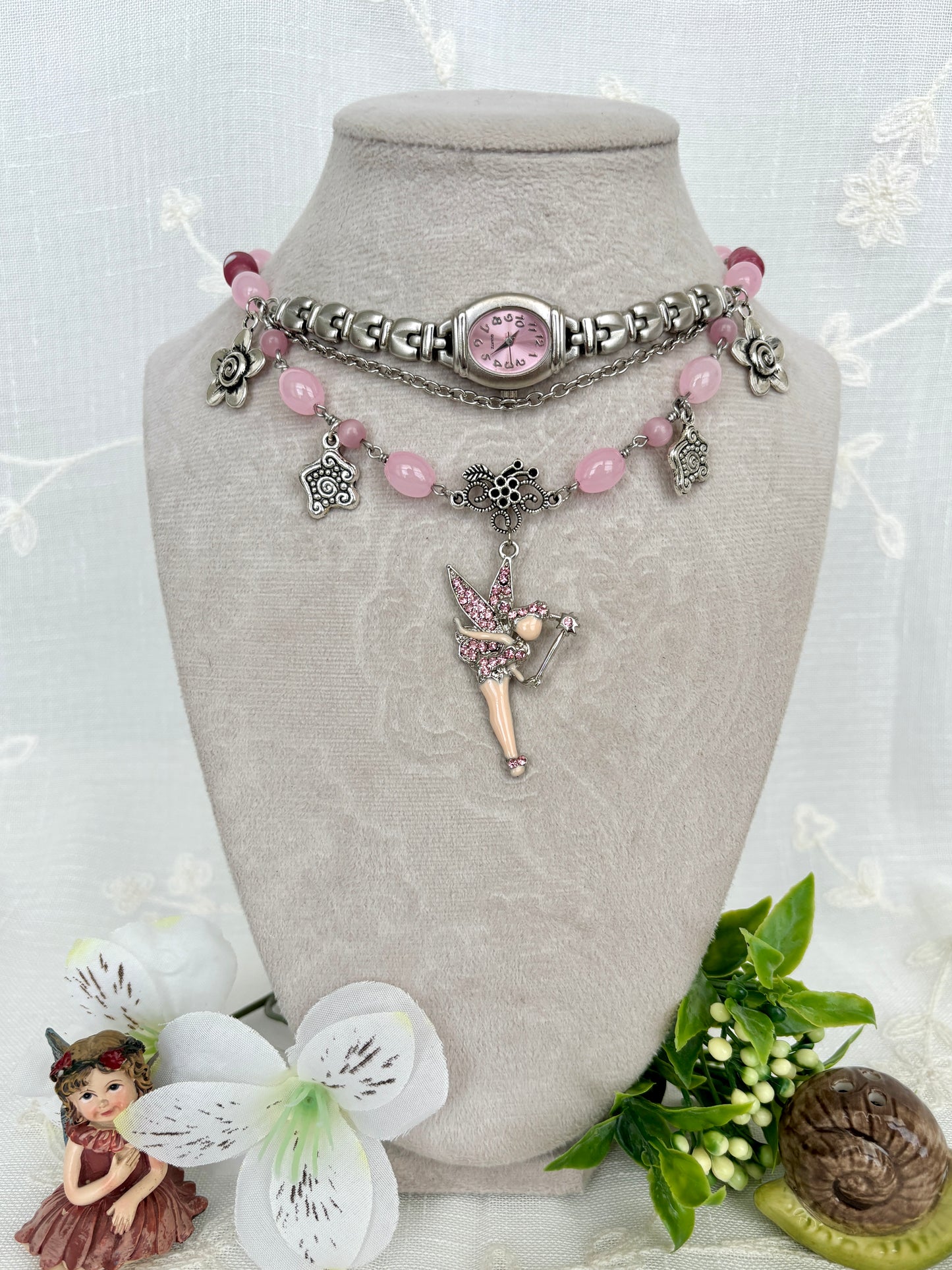 "Pink-erbell" Watch Necklace