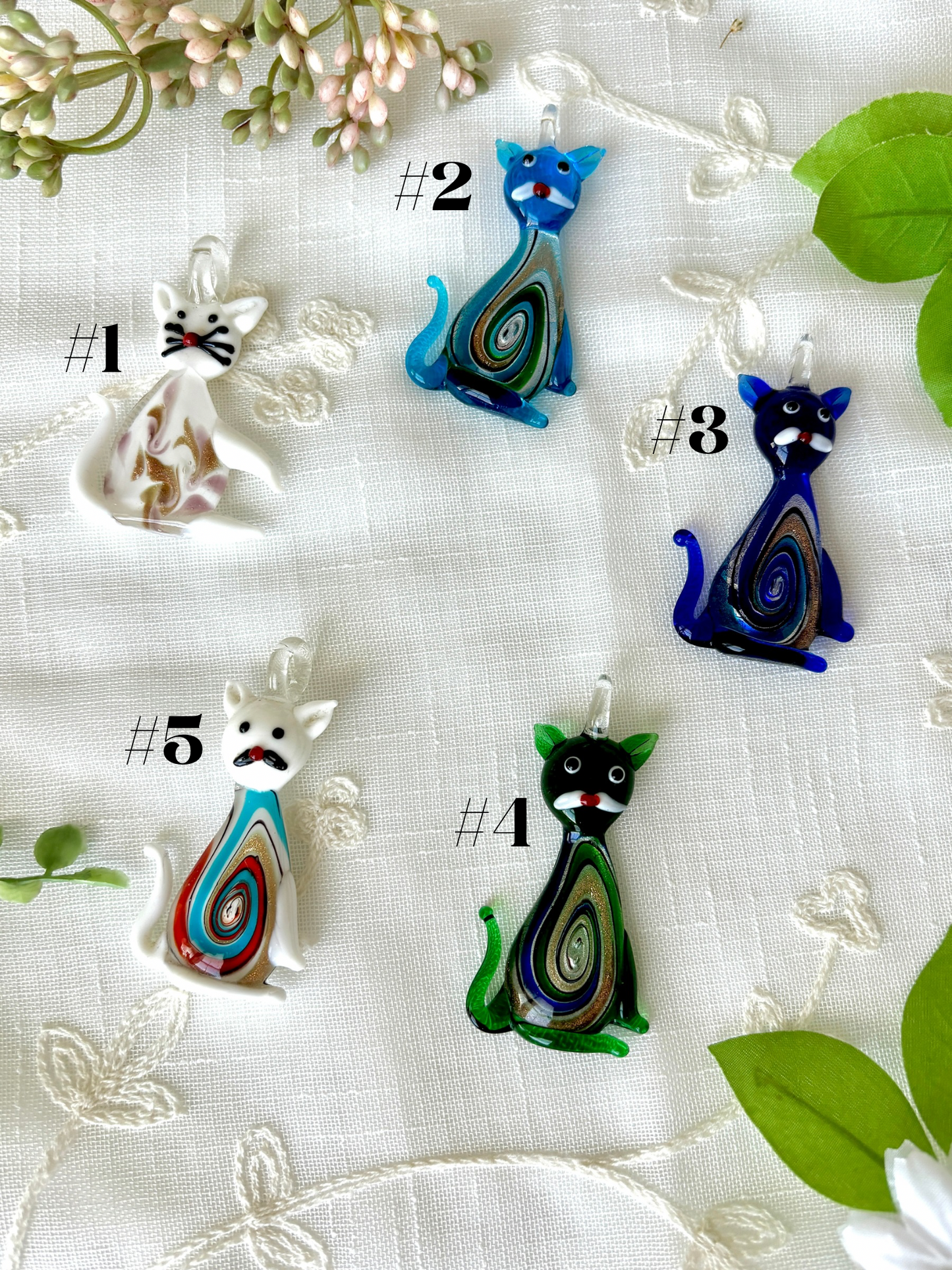 Lampwork Glass Cat Pendant