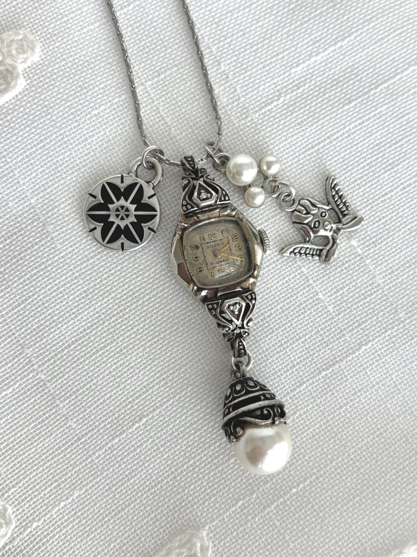 Silver Pilgrim - Watch Charm Necklace