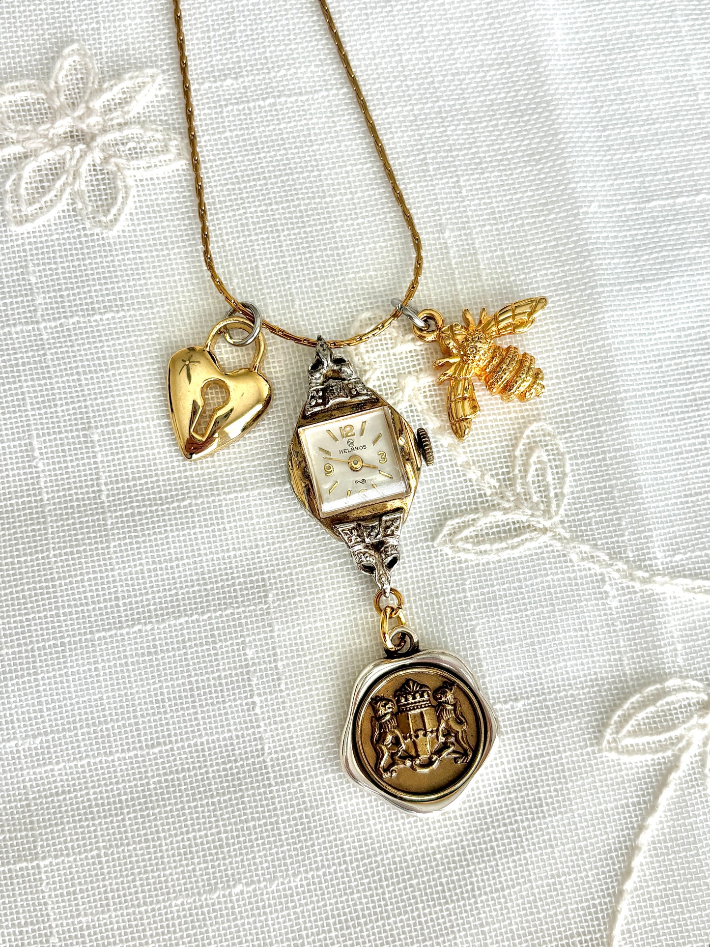 Gold Helbros - Watch Charm Necklace