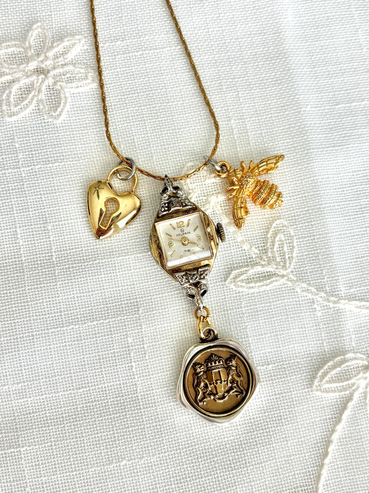 Gold Helbros - Watch Charm Necklace