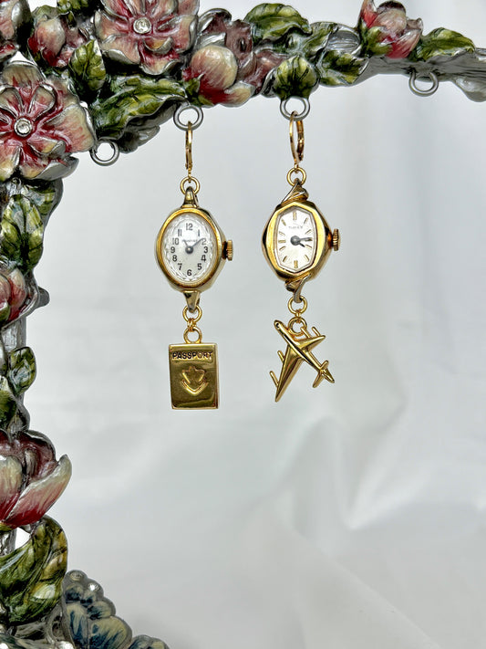 "Globetrotter" Watch Earrings