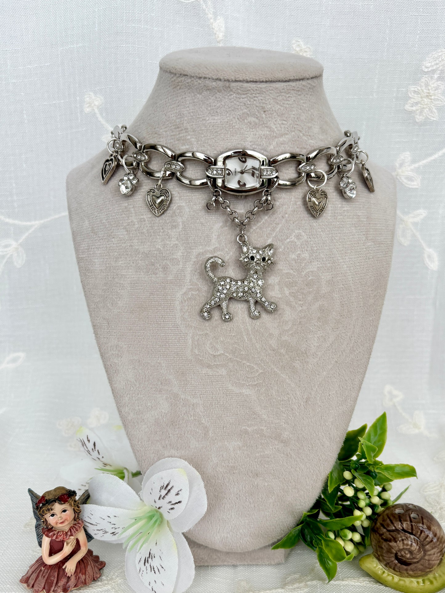 "Serving Kitty" Watch Necklace