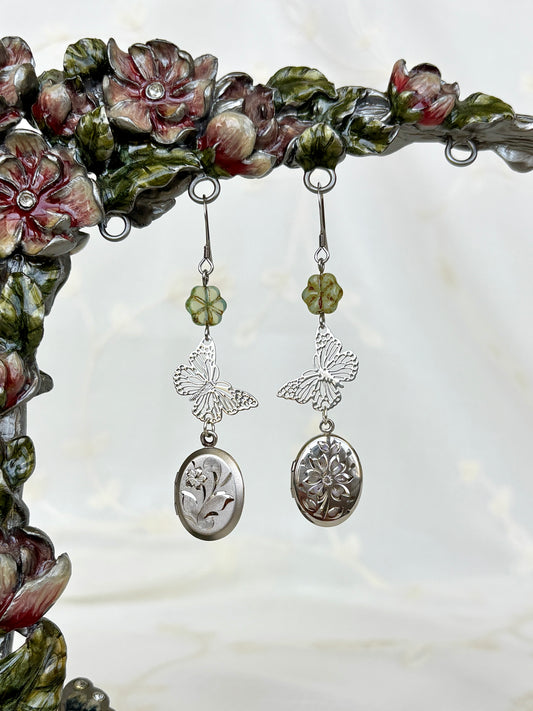 “Free Floating” Locket Earrings