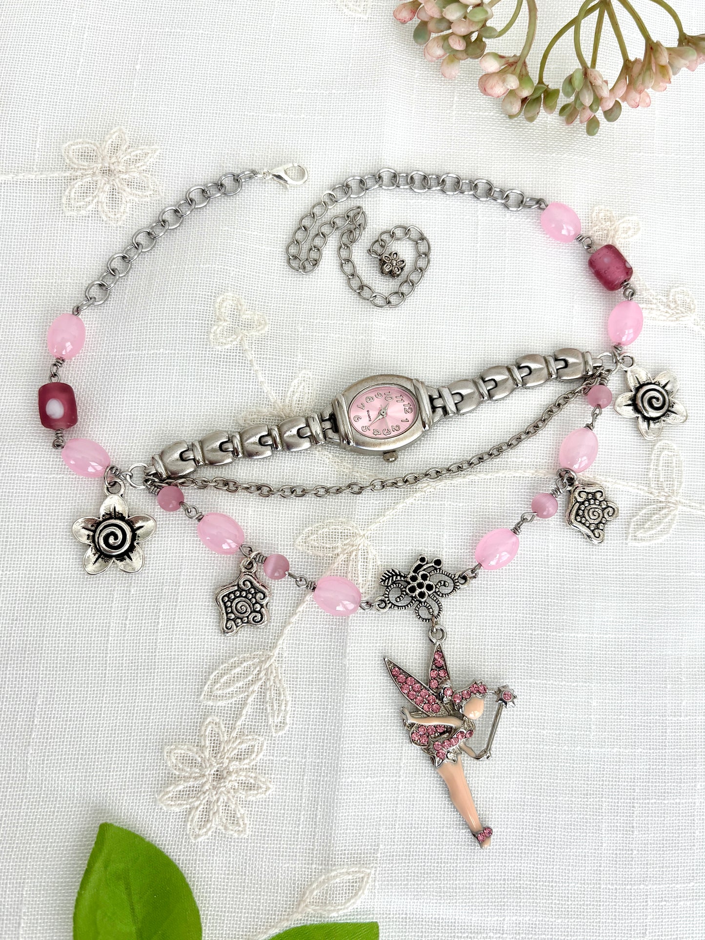 "Pink-erbell" Watch Necklace