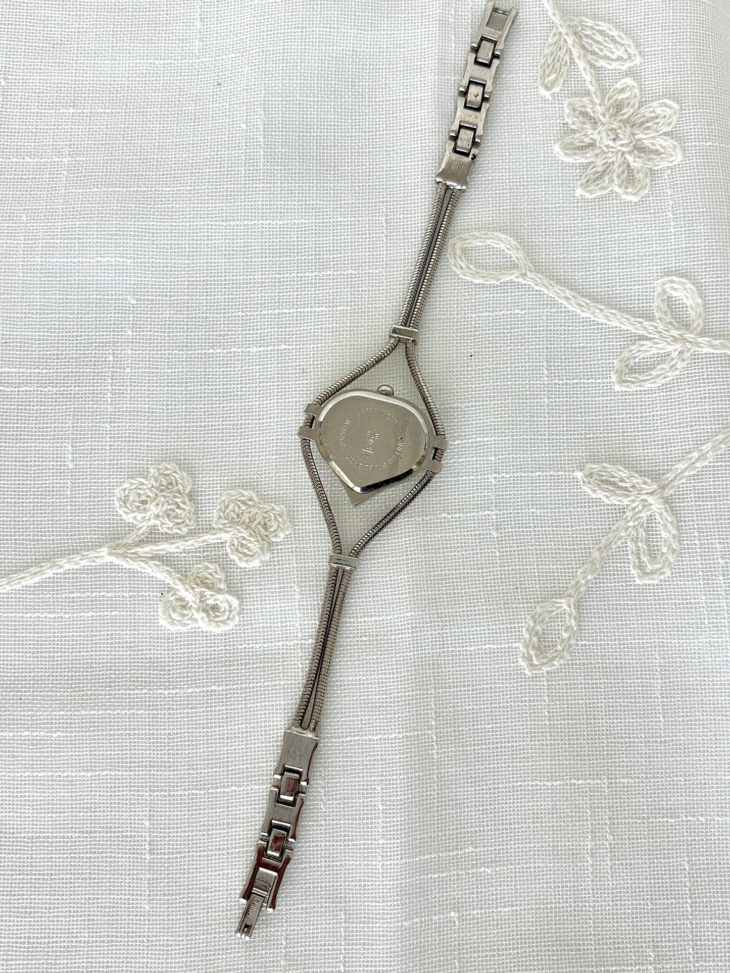 Heart-Shaped Rope Chain Silver Tone Quartz Watch