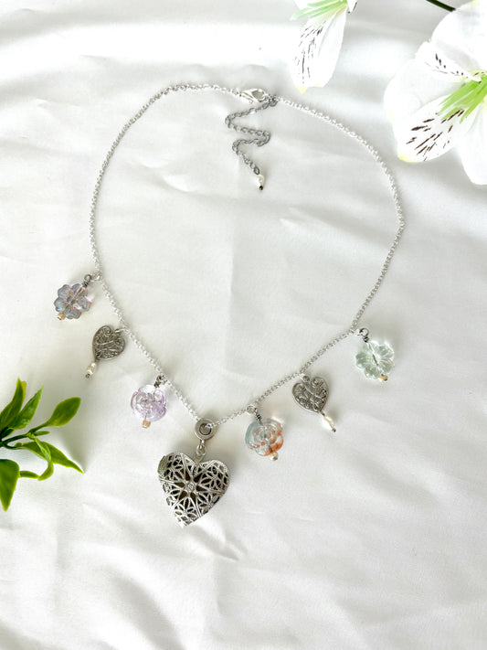 “Crystal Garden” Locket Charm Necklace