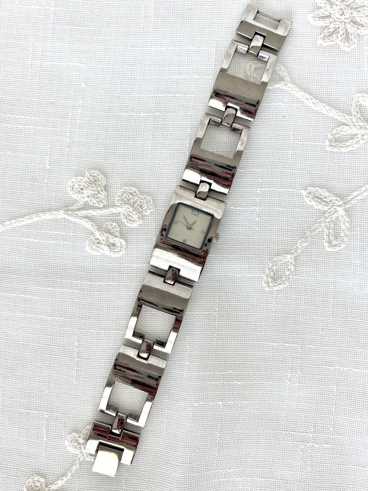 Silver Tone Rectangular Asymmetrical Watch