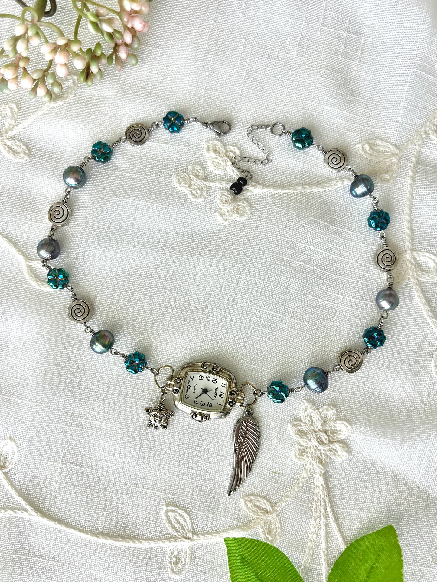 "Cloudy Days" Watch Necklace