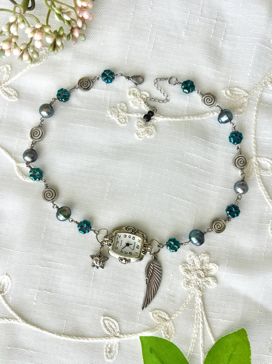 "Cloudy Days" Watch Necklace