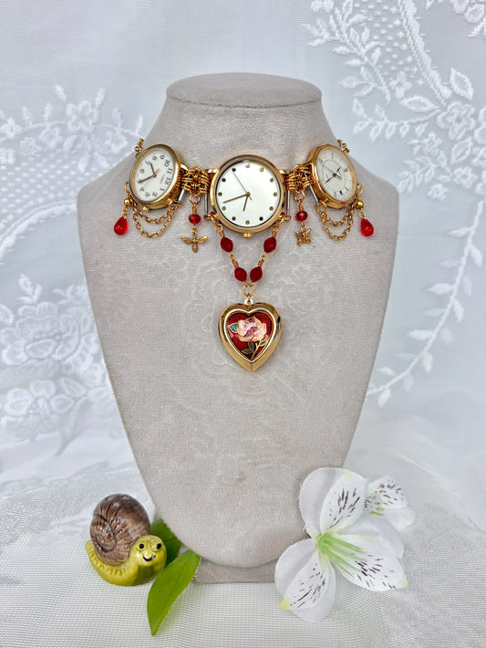 "Third Time's A Rose” Watch Necklace