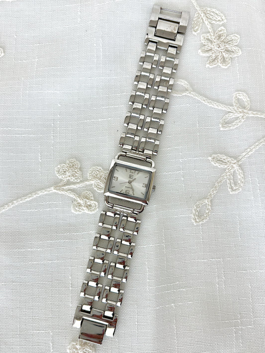 New York and Company Double Chain Silver Tone Quartz Watch
