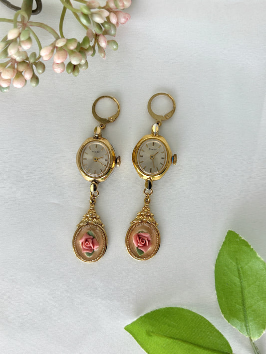 "Rose-ilient" Watch Earrings