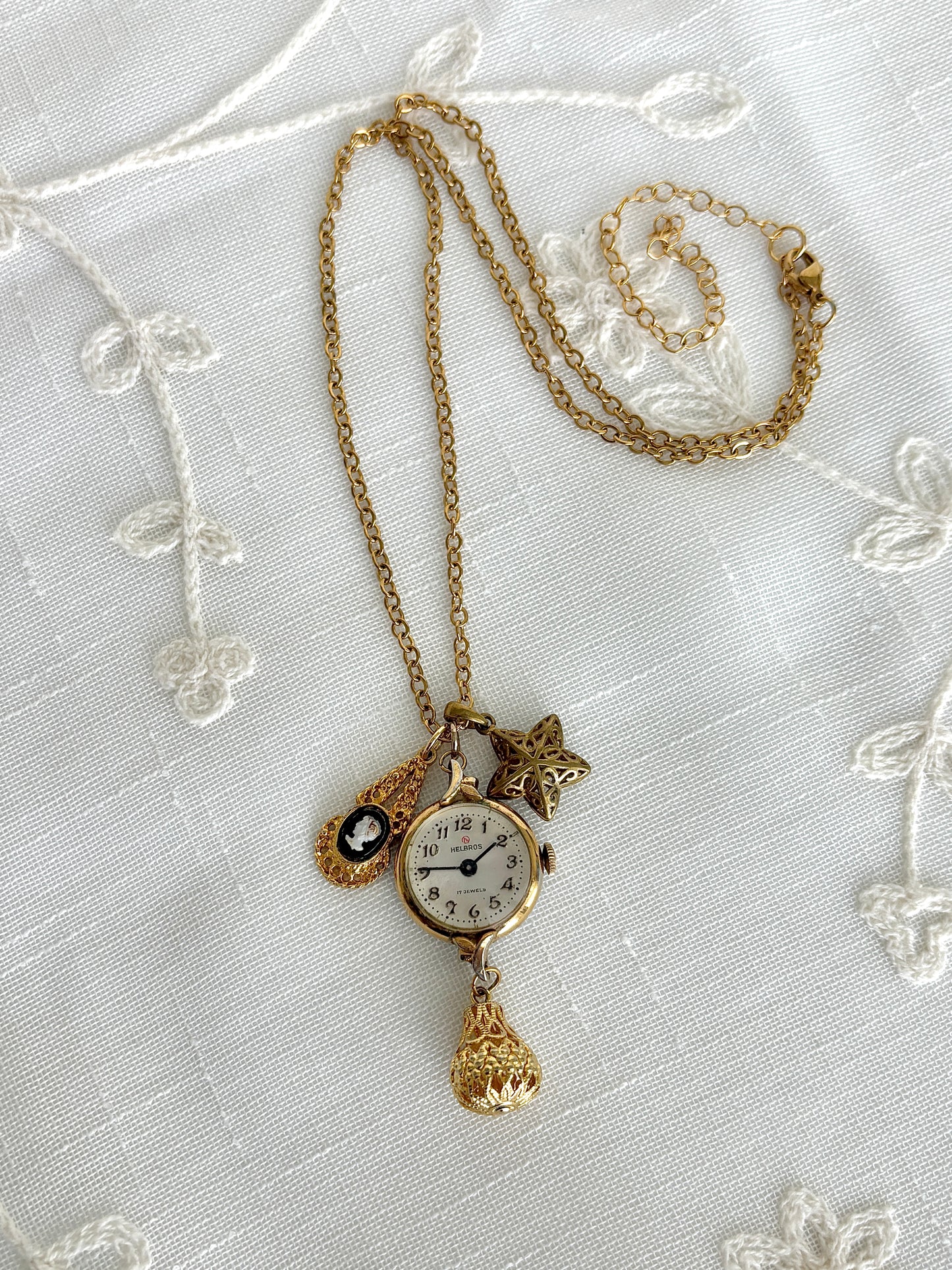 Gold Helbros - Watch Charm Necklace