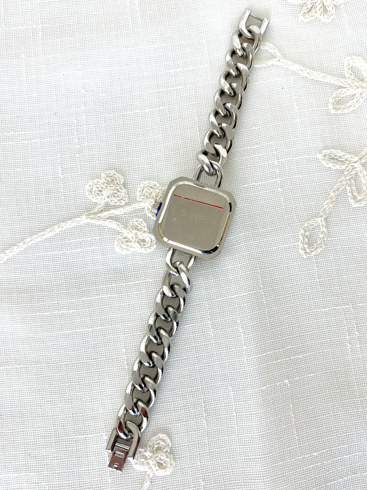 Sophie Brand Rhinestone Bezel Chain Band Quartz Watch