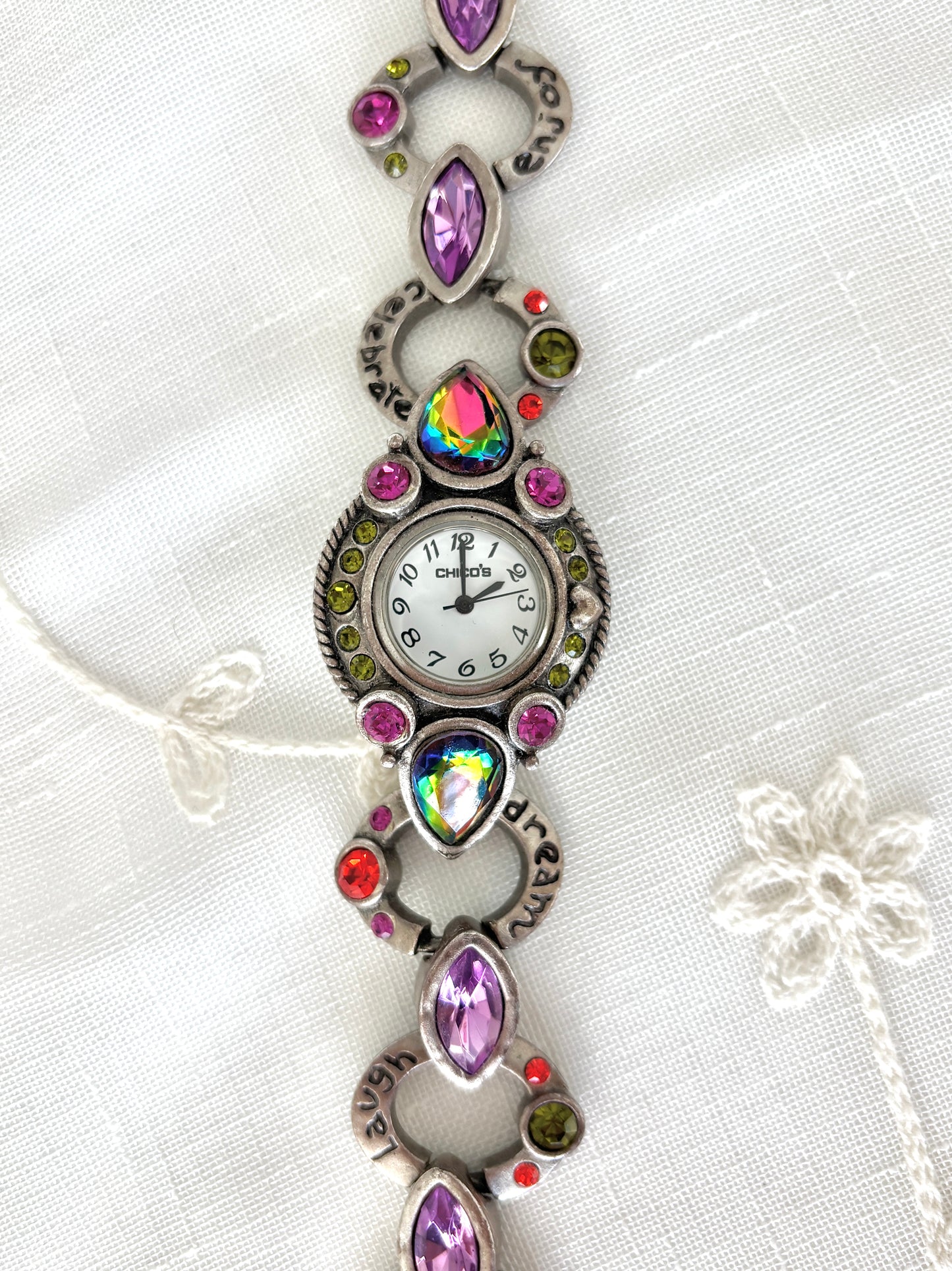 Colorful Rhinestone Chico’s Bracelet Watch