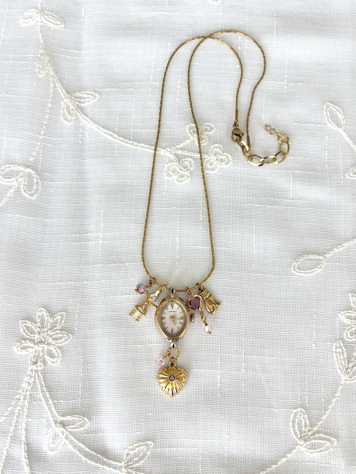 Gold Caravelle - Watch Charm Necklace