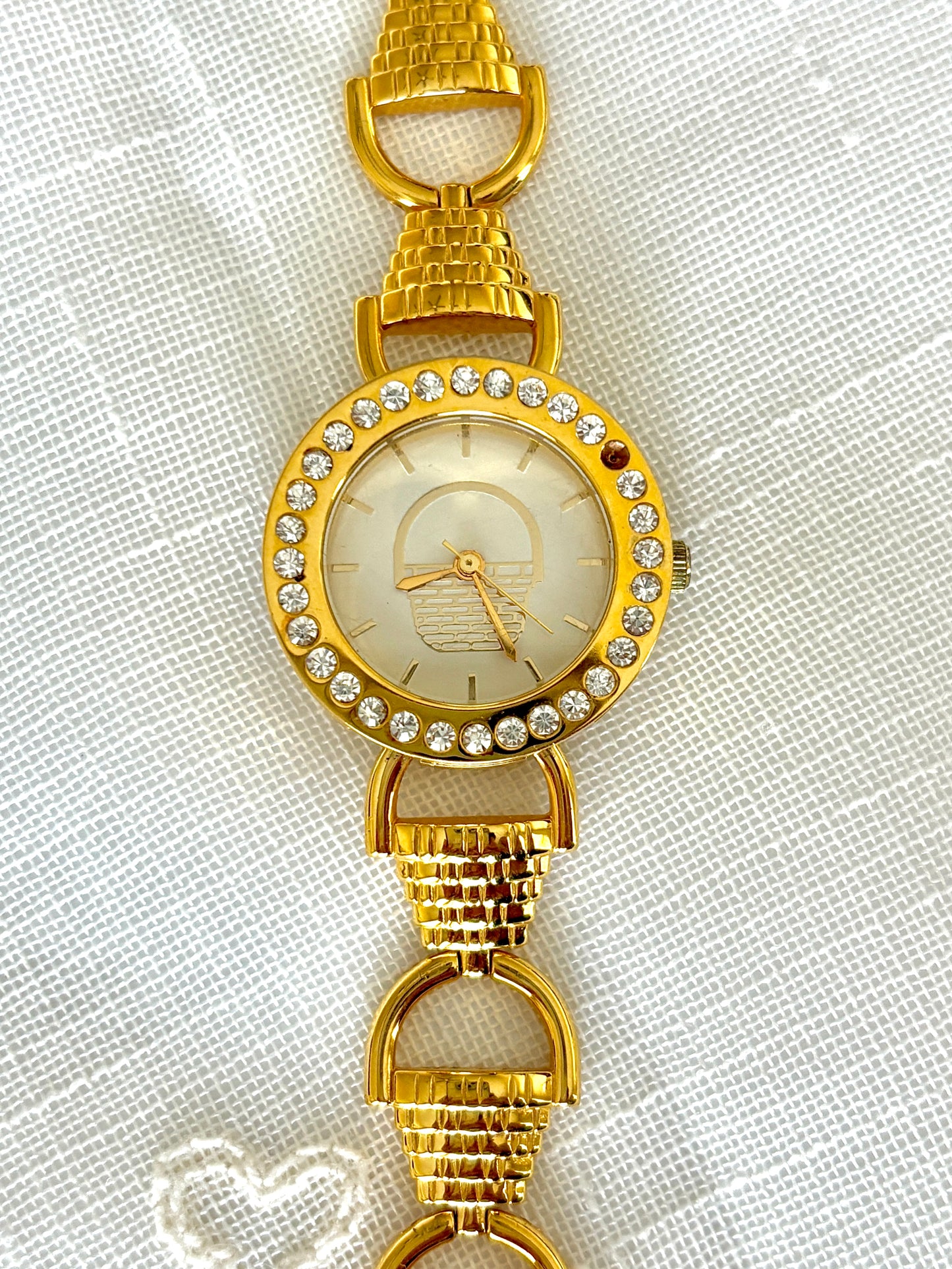 Gold Basket Motif Rhinestone Longaberger Watch