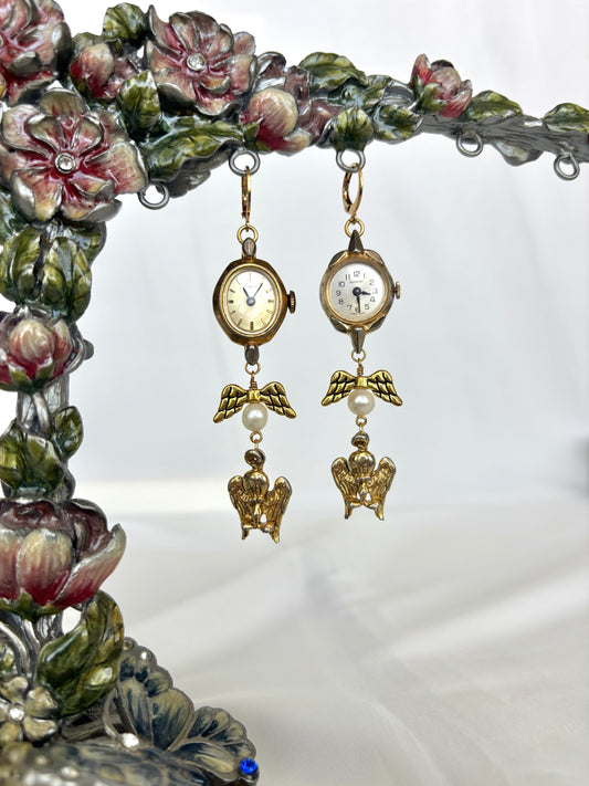 "Puddy Tat" Watch Earrings