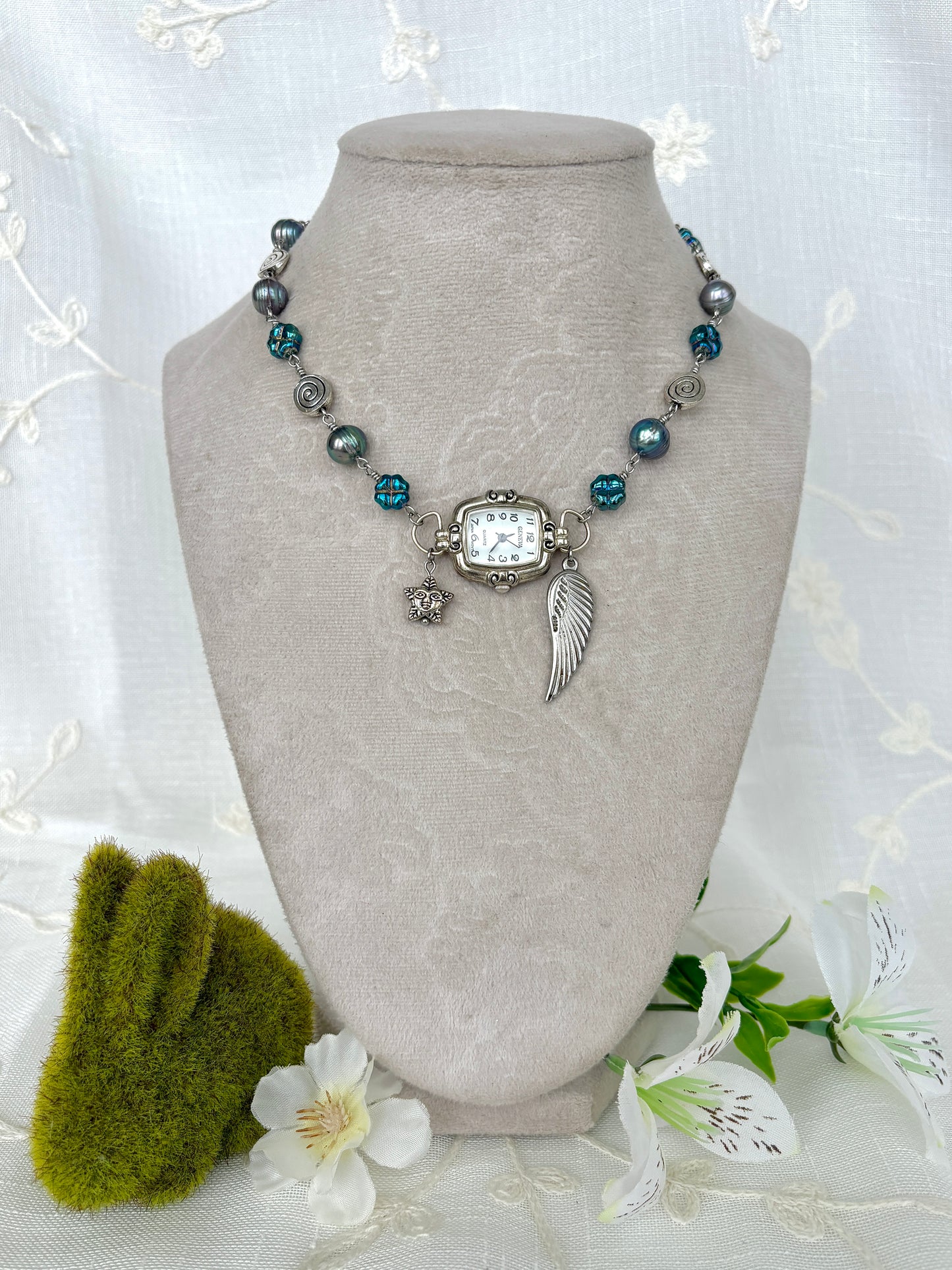 "Cloudy Days" Watch Necklace