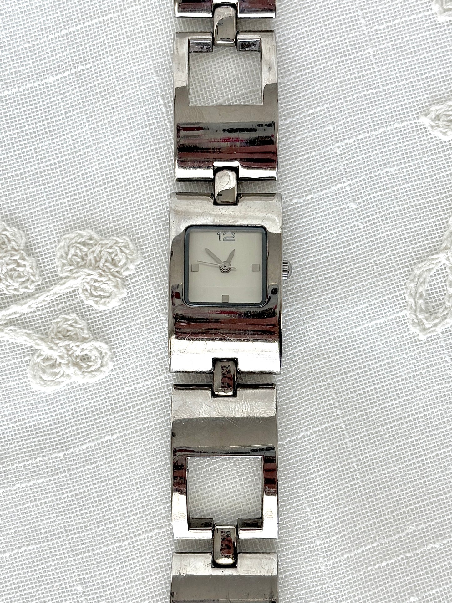 Silver Tone Rectangular Asymmetrical Watch