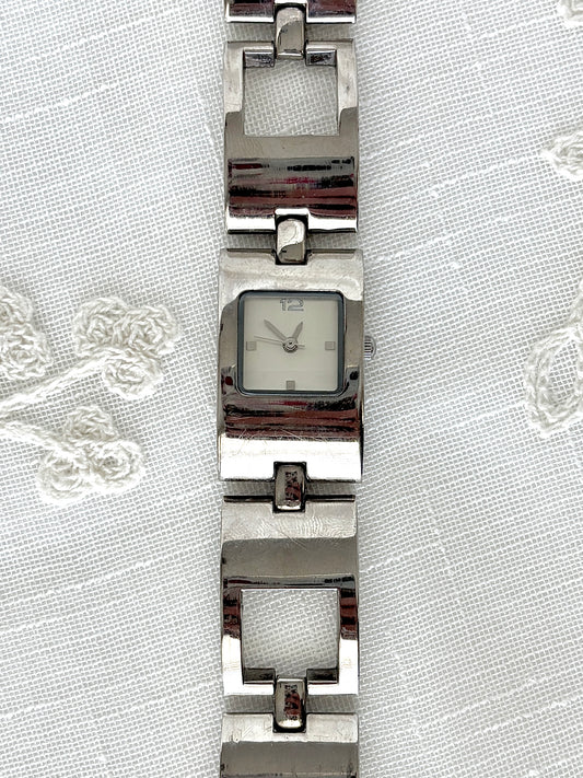 Silver Tone Rectangular Asymmetrical Watch