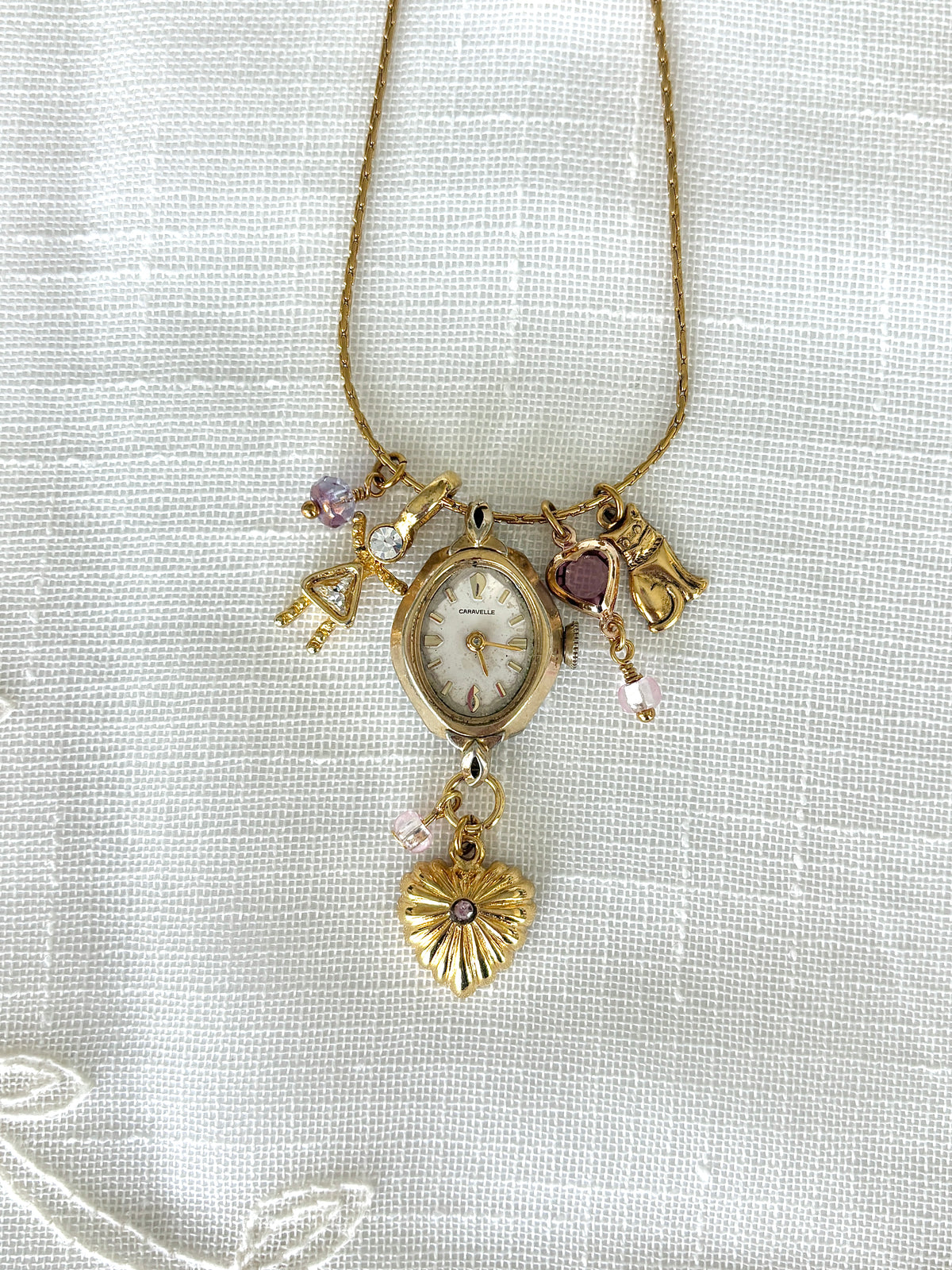 Gold Caravelle - Watch Charm Necklace