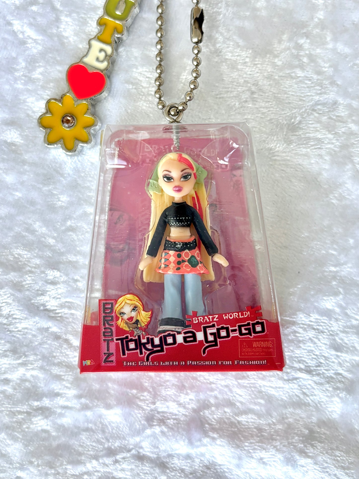 Bratz “Tokyo A Go-Go” Charmed Keychain - Cloe w/ Vintage Enamel “Cute” Charm