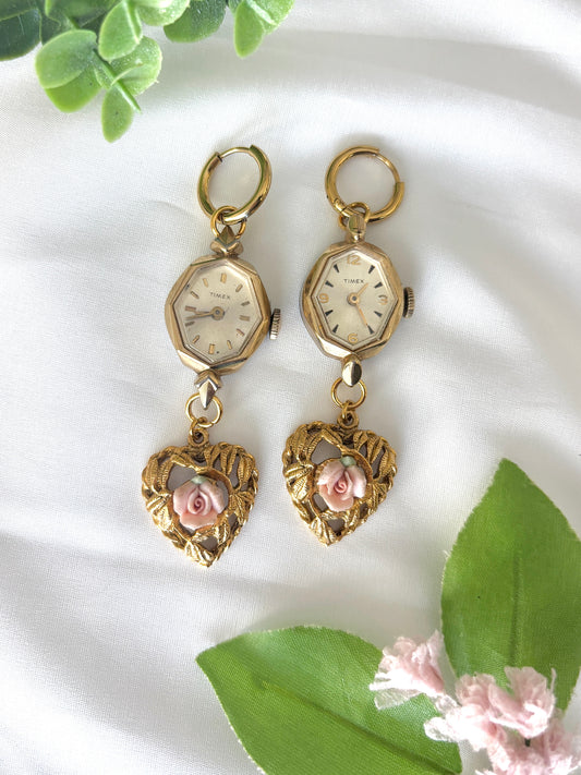 "So Rose-mantic" Watch Earrings