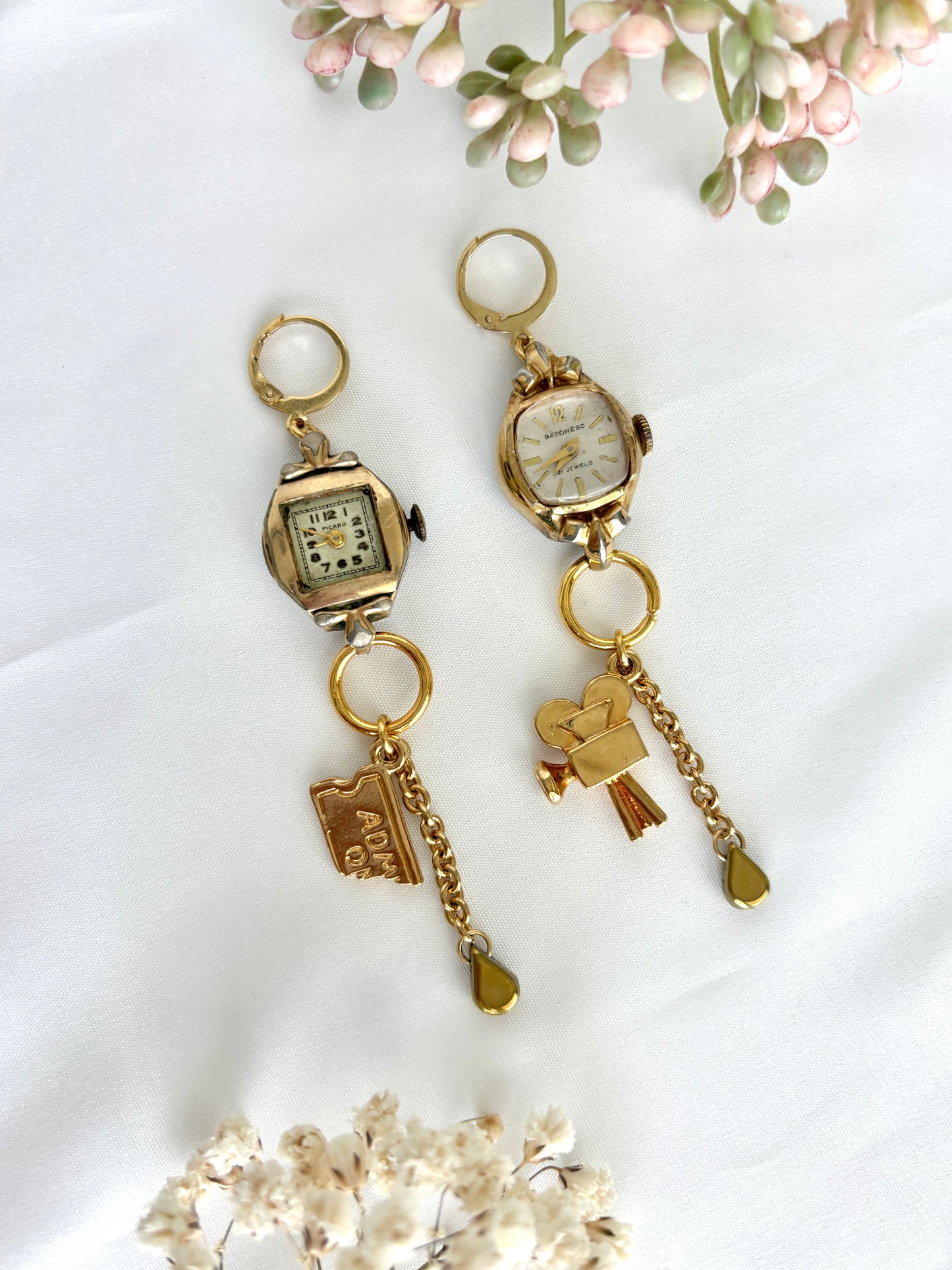 "Double Feature" Watch Earrings